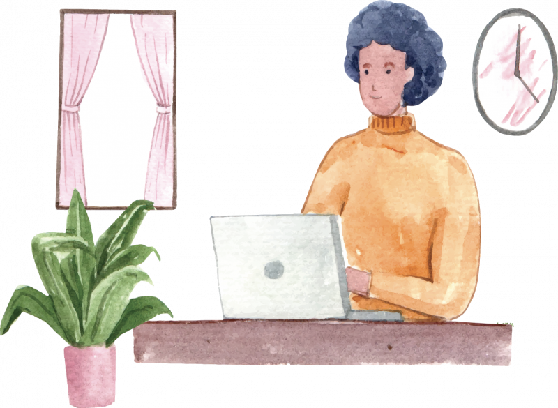 Femme devant un ordinateur pour la téléconsultation